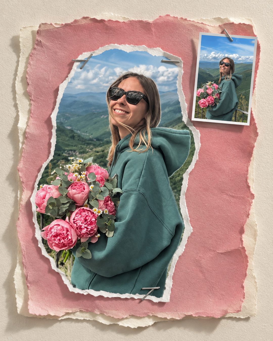 Stapled collage effect