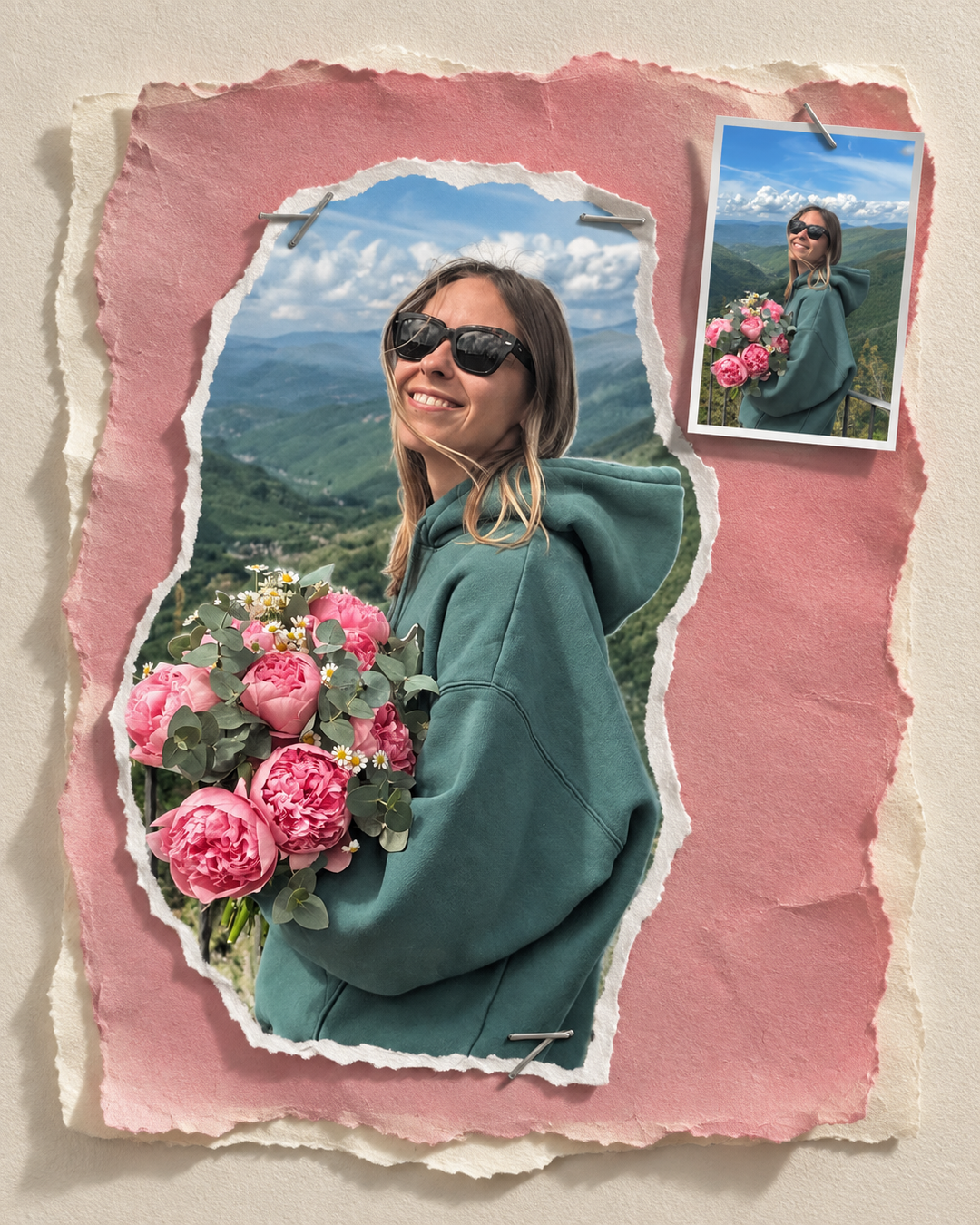 Stapled collage effect